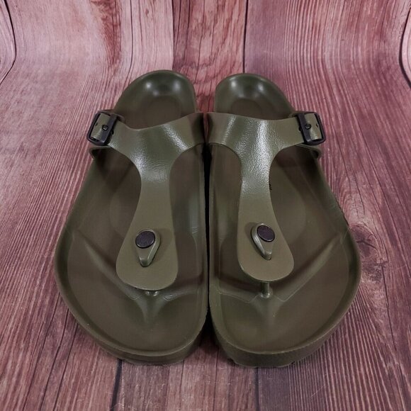 *READ* Birkenstock Mens 45 US 12 Gizeh Essentials Eva Khaki Flip Flops Sandals - Picture 4 of 13